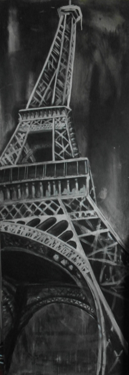 Eiffeltoren, Acryl op deur, 80 x 200 cm