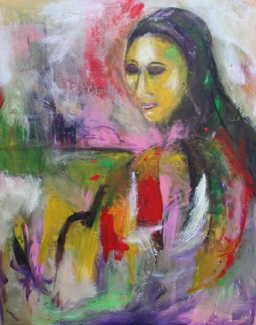 Maria, Gemengde techniek op doek, 70 x 90 cm